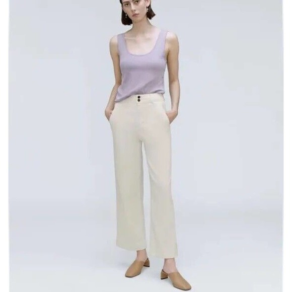 Everlane Pants - NWT Everlane Womens The Organic Wide Leg Pant Size 0 High Rise Cropped White